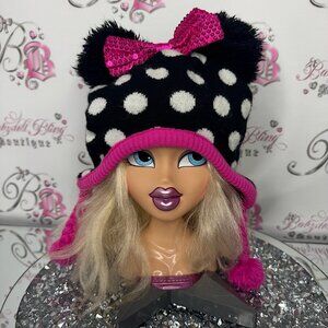 Disney hat touque bow ribbon 🎀 ears Minnie Mouse Polka Dot Hat Pink Accents